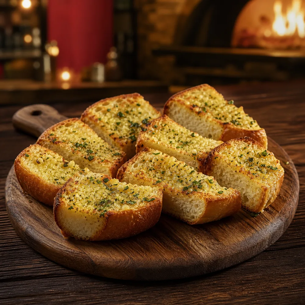 Pan de ajo dorado con mantequilla y perejil